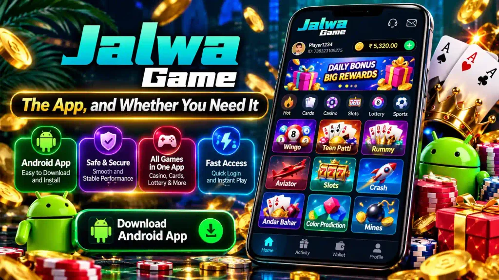 Jalwa Game Android app home screen after login.